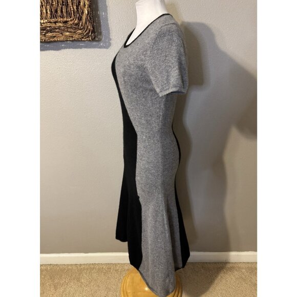 Lusso Knit Sweater Midi Dress M Medium Black Gray Cashmere Short Sleeve Washable - Picture 5 of 11